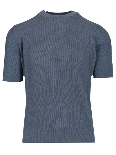 Mauro Ottaviani Ribbed T-shirt In Blue