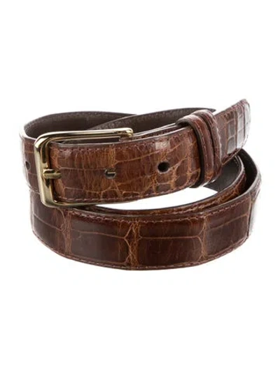 Pre-owned Maus & Hoffman Alligator Waist Belt In Brown
