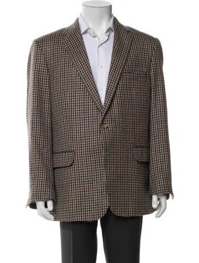 Pre-owned Maus & Hoffman Cashmere Plaid Print Blazer In Brown