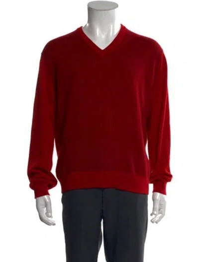 Pre-owned Maus & Hoffman Cashmere V-neck Pullover In Red