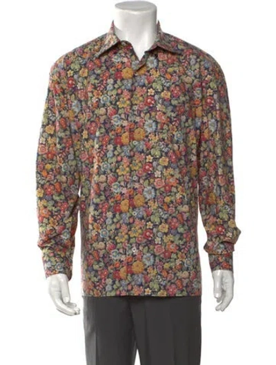 Pre-owned Maus & Hoffman Floral Print Long Sleeve Dress Shirt In Multicolor