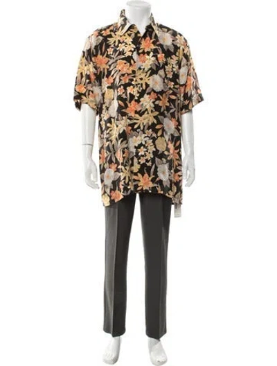 Pre-owned Maus & Hoffman Floral Print Short Sleeve Shirt In Orange