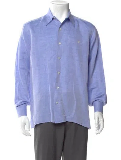 Pre-owned Maus & Hoffman Linen Long Sleeve Dress Shirt In Blue