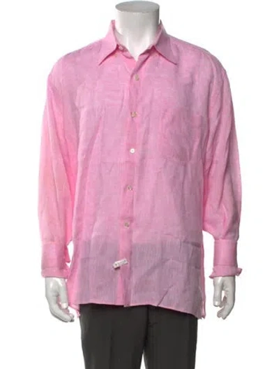 Pre-owned Maus & Hoffman Linen Long Sleeve Dress Shirt In Pink