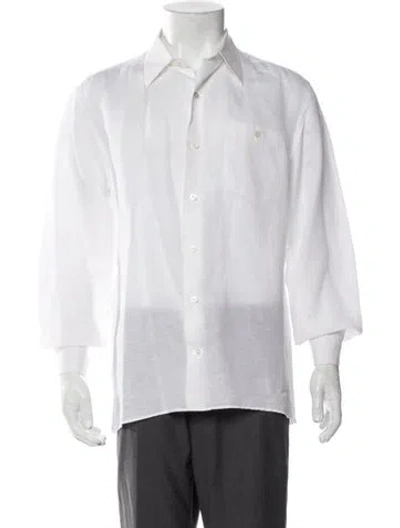 Pre-owned Maus & Hoffman Linen Long Sleeve Dress Shirt In White