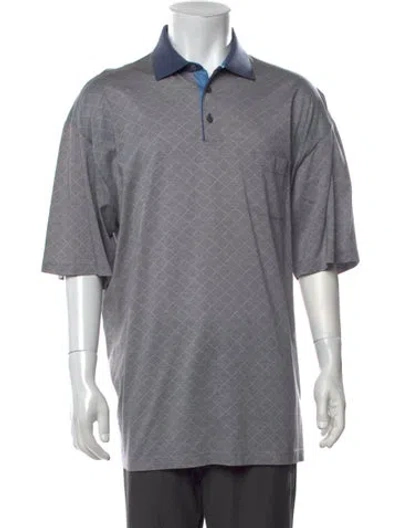Pre-owned Maus & Hoffman Patterned Collar Polo Shirt In Grey
