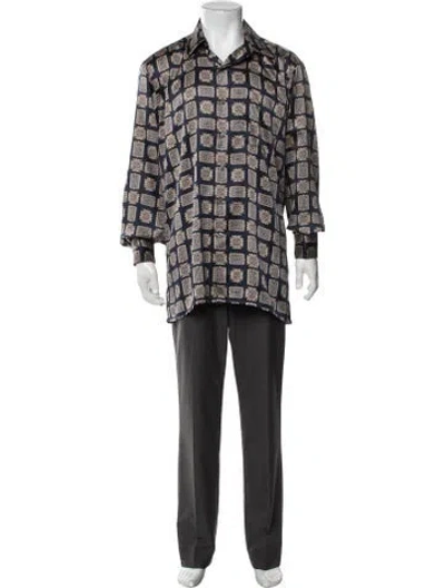 Pre-owned Maus & Hoffman Patterned Long Sleeve Shirt In Blue
