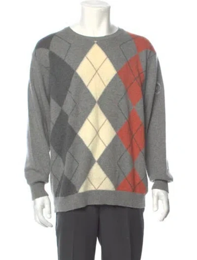 Pre-owned Maus & Hoffman Plaid Print Crew Neck Pullover In Gray