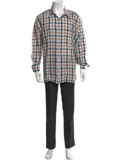 Pre-owned Maus & Hoffman Plaid Print Long Sleeve Shirt In Neutrals