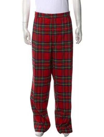 Pre-owned Maus & Hoffman Plaid Print Pants In Red