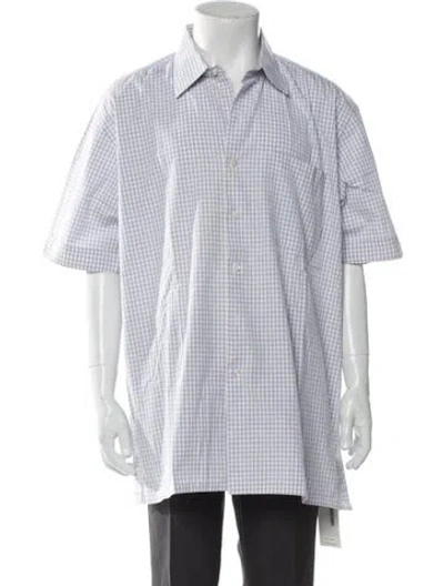 Pre-owned Maus & Hoffman Plaid Print Short Sleeve Shirt In White