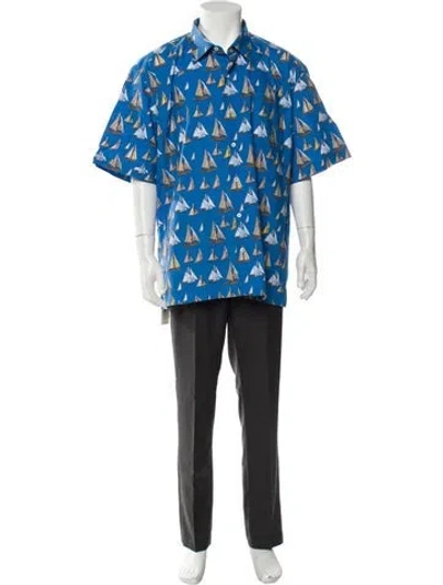 Pre-owned Maus & Hoffman Printed Three-quarter Sleeve Shirt In Blue