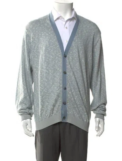 Pre-owned Maus & Hoffman Printed V-neck Cardigan In Blue
