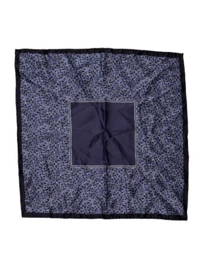 Pre-owned Maus & Hoffman Silk Patterned Pocket Square In Blue