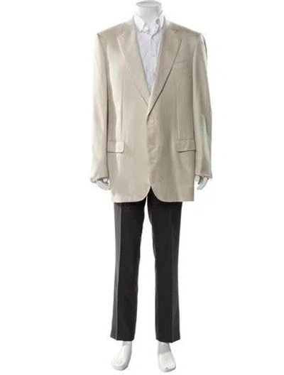 Pre-owned Maus & Hoffman Silk Plaid Print Blazer In Neutral
