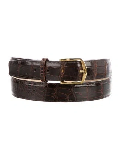 Pre-owned Maus & Hoffman Skinny Alligator Belt In Brown