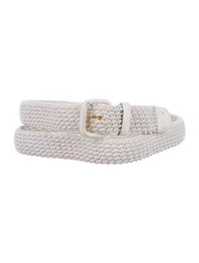 Pre-owned Maus & Hoffman Skinny Belt In White