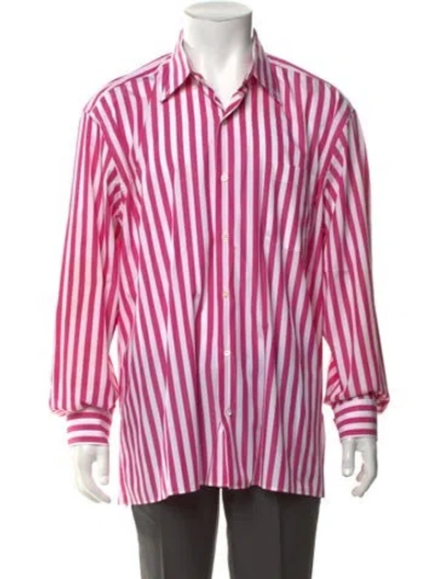 Pre-owned Maus & Hoffman Striped Long Sleeve Dress Shirt In Pink