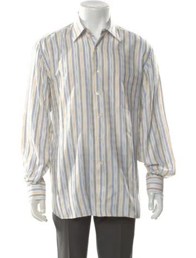 Pre-owned Maus & Hoffman Striped Long Sleeve Dress Shirt In White