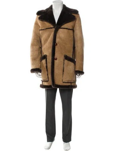 Pre-owned Maus & Hoffman Suede Colorblock Pattern Overcoat In Brown