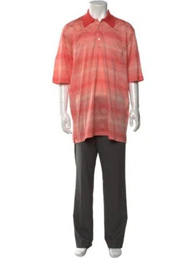 Pre-owned Maus & Hoffman Vintage Floral Print Polo Shirt In Pink