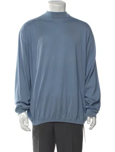 Pre-owned Maus & Hoffman Vintage Mock Neck Pullover In Blue