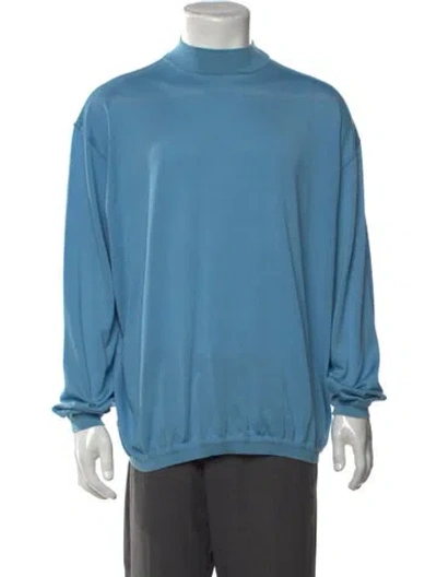 Pre-owned Maus & Hoffman Vintage Mock Neck Pullover In Blue
