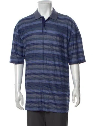 Pre-owned Maus & Hoffman Vintage Striped Polo Shirt In Blue
