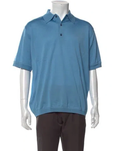Pre-owned Maus & Hoffman V-neck Short Sleeve Polo Shirt In Blue
