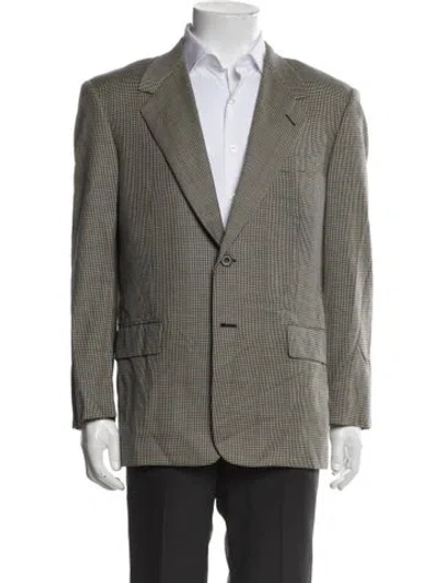 Pre-owned Maus & Hoffman Wool Plaid Print Blazer In Neutral