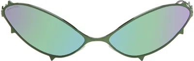 Maustein Green Metal Spike Sunglasses In Green/green Revo
