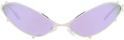 Maustein Ssense Exclusive Silver Metal Spike Sunglasses In Silver/purple Revo