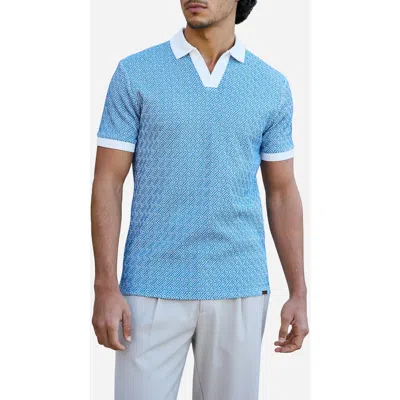 Mauvais Calvi Swirl Geo Jacquard Slim Polo In Blue