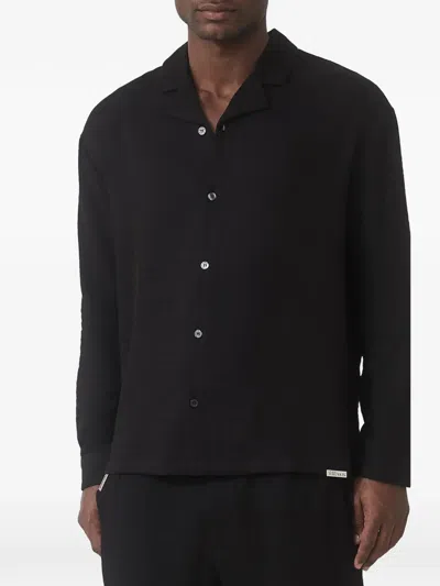 Mauvais Camp-collar Long-sleeve Shirt In Black