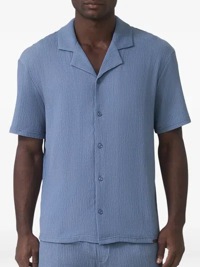 Mauvais Eivissa Textured Short-sleeve Shirt In Blue