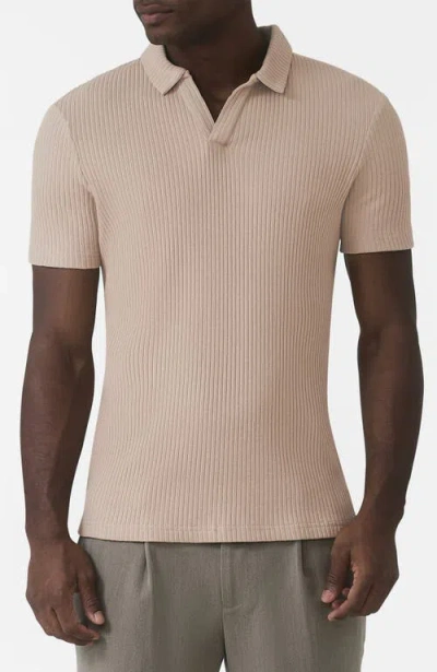 Mauvais Elysee Slim Ribbed Revere Polo In Neutral