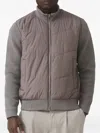 Mauvais Lamarck Quilted Knit-sleeve Jacket In Brown