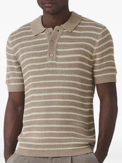 Mauvais Striped Polo Shirt In Brown