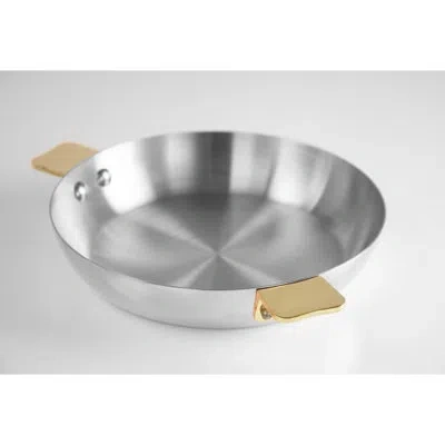 Mauviel Art Déco Stainless Round Pan With Brass Handles, 6.3-in In Stainless Steel