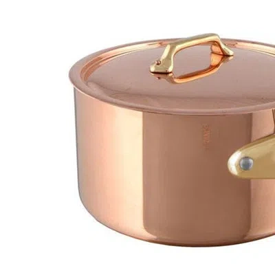 Mauviel M'200 B Sauce Pan With Lid, Brass Handle, 1.8-qt In Copper