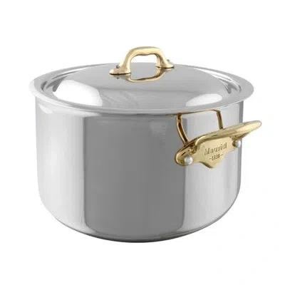 Mauviel M'6 S Copper Stewpan With Lid, Cast Handles, 6.2-qt In Stainless Steel,brass