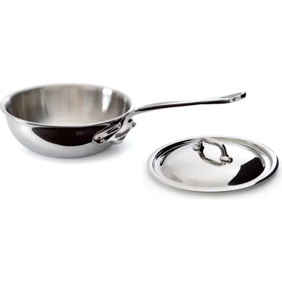 Mauviel M'cook 3.4 Qt. Stainless Steel Curved Splayed Saute Pan With Lid In Silver