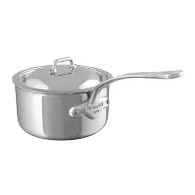 Mauviel M'cook 5-ply Sauce Pan With Lid, Cast Stainless Steel Handle, 1.8-qt In Silver