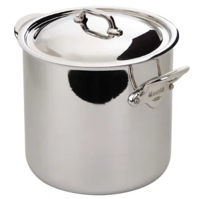 Mauviel M'cook 9.1 Qt. Ferritic Steel Magnetic Stock Pot With Lid In Silver