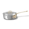 Mauviel M'cook B 5-ply Polished Stainless Steel Saute Pan With Lid, And Brass Handle, 3.2-qt In Silver