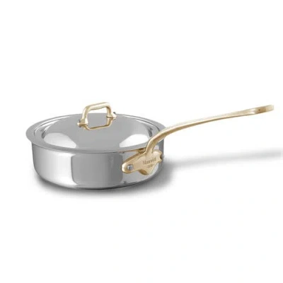 Mauviel M'cook B 5-ply Polished Stainless Steel Saute Pan With Lid, And Brass Handle, 3.2-qt In Silver