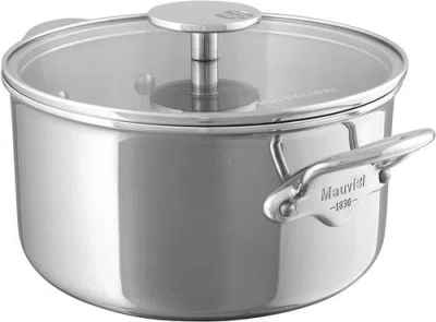 Mauviel M'cook Stainless Steel Casserole Dish W/glass Lid, 6.3 Inch In Silver