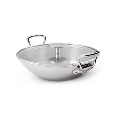 Mauviel M'cook Stainless Steel Wok With Glass Lid & Cast Handles, 12.6 Inch In Silver