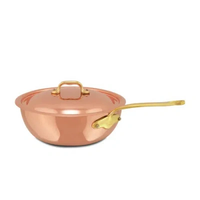 Mauviel M'heritage 150 B Copper & Stainless Steel Curved Splayed Sauté Pan With Lid, 3.5-quart In Gold