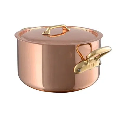 Mauviel M'heritage 200 B Stewpan With Lid, Brass Handles, 6.1-qt In Brown